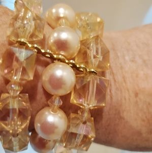 Creamy Amber pearl and bead Bracelet